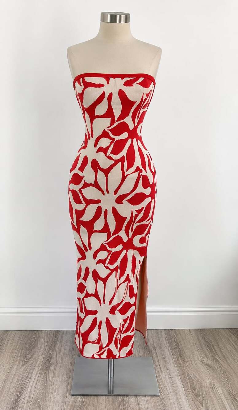 House of Harlow 1960  Floral Knit Strapless Maxi Dress
